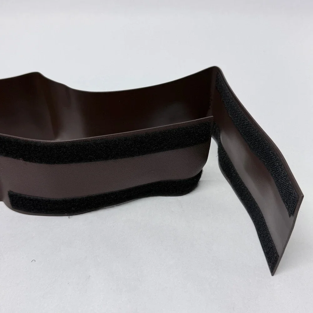 Dark Brown Faux Leather Wide Corset Utility Belt with Removable Pouch SilverTone